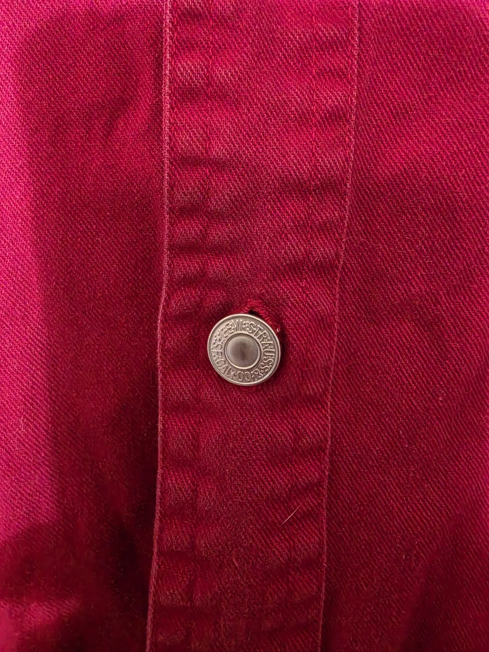 Levi's Two Horse Brand Mens Long Sleeve Shirt Button Up Red Denim Size Medium